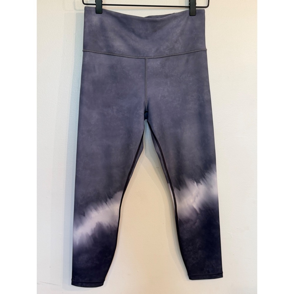 Athleta Elation 7/8 Tight High Rise Leggings Blue Charcoal Tie Dye Wash Size M